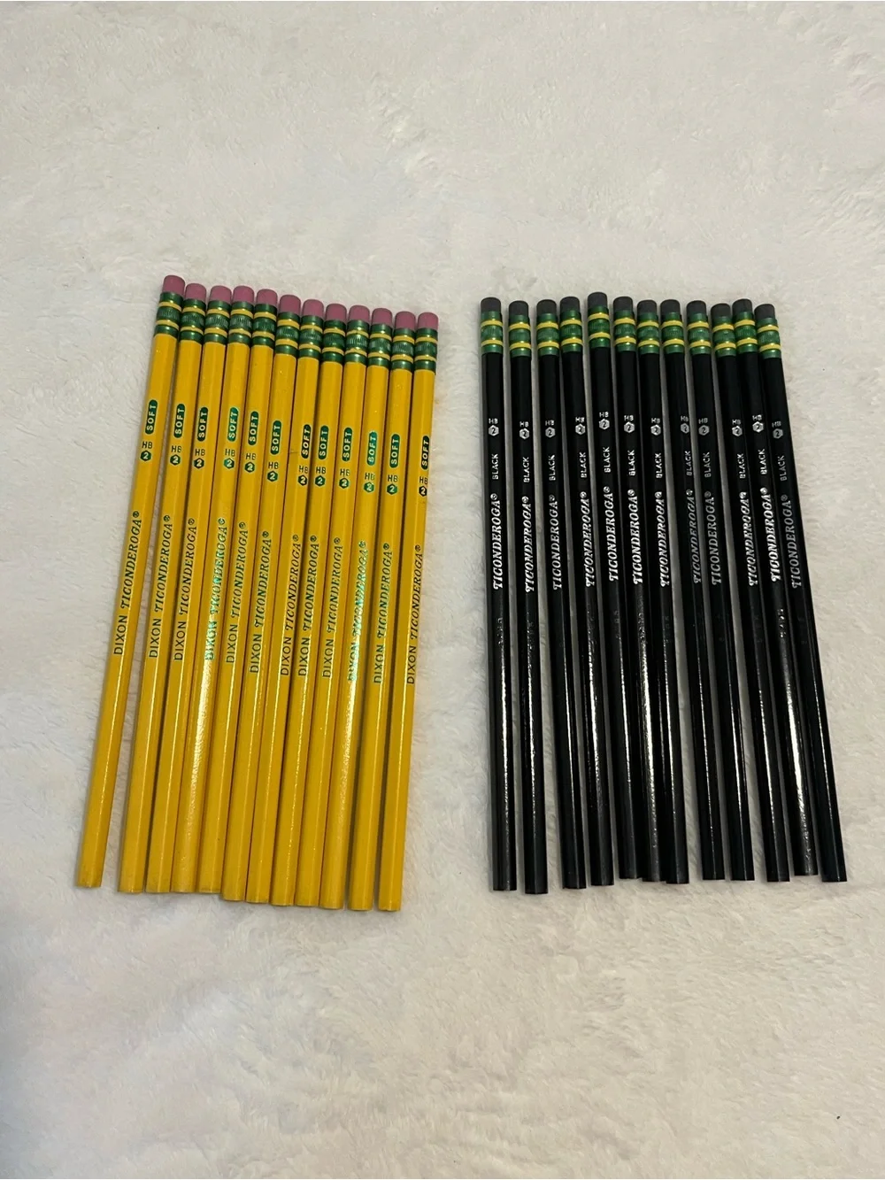 Ticonderoga Wood Pencils Black No 2 & Yellow No 2 Total of 24 Premium Graphite
